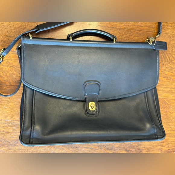 Vintage Coach Beekman Black Briefcase Laptop Bag with Brass Hardware C7C-5266 - Picture 1 of 16